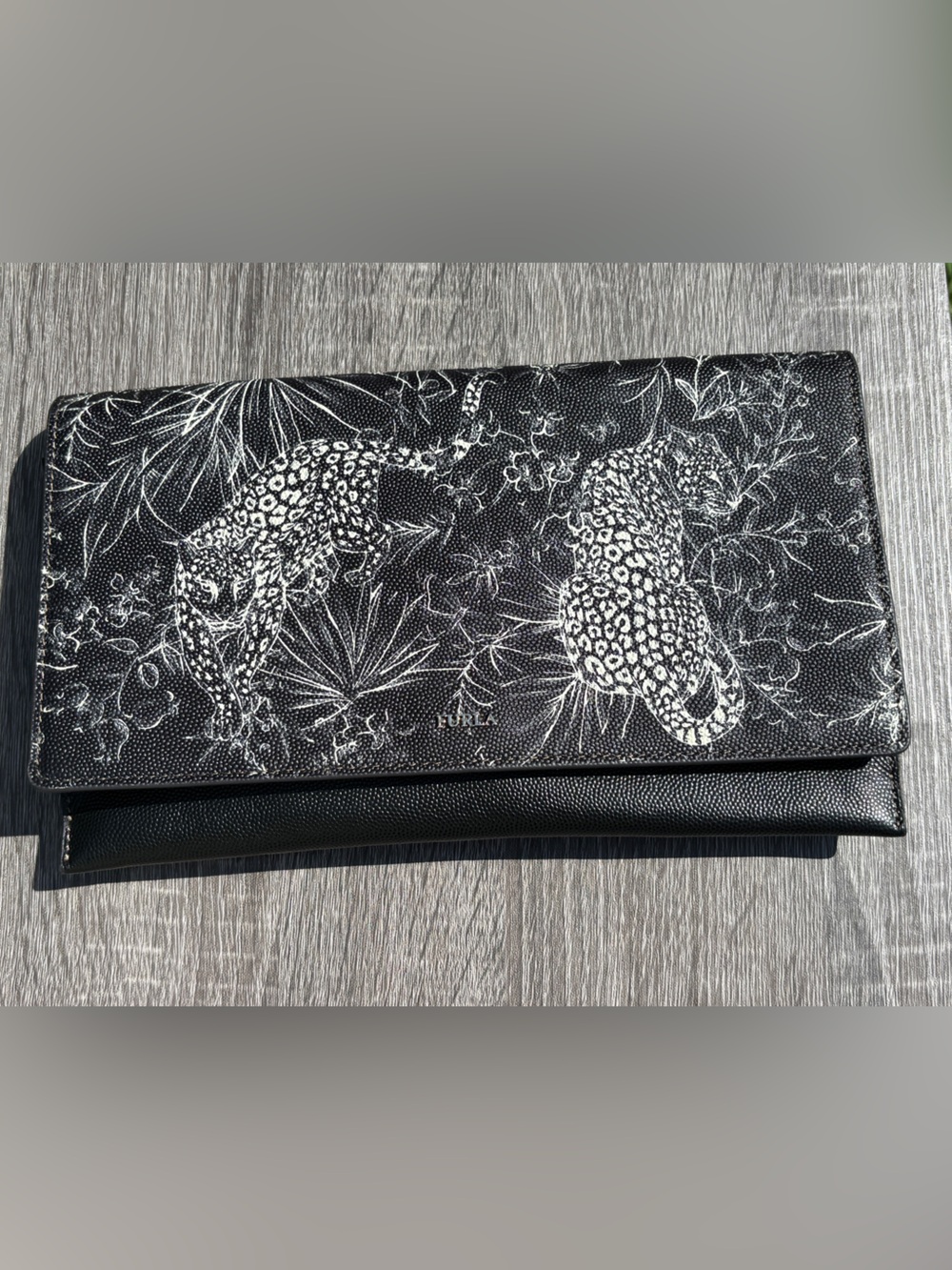 Furla Leopard Print Leather Wristlet Clutch NWOT - Picture 3 of 17